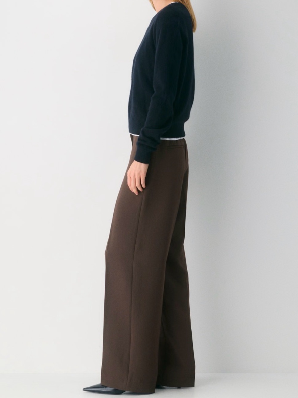 Aritzia Limitless WIDER trousers in rich mocha brown
